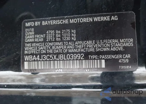 2018 BMW 430I xDrive из США, поврежденный, VIN WBA4J3C5XJBL03992